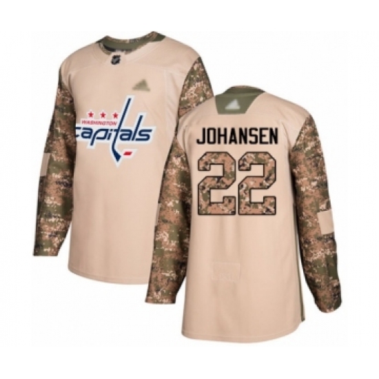 Youth Washington Capitals #22 Lucas Johansen Authentic Camo Veterans Day Practice Hockey Jersey - Ujersey