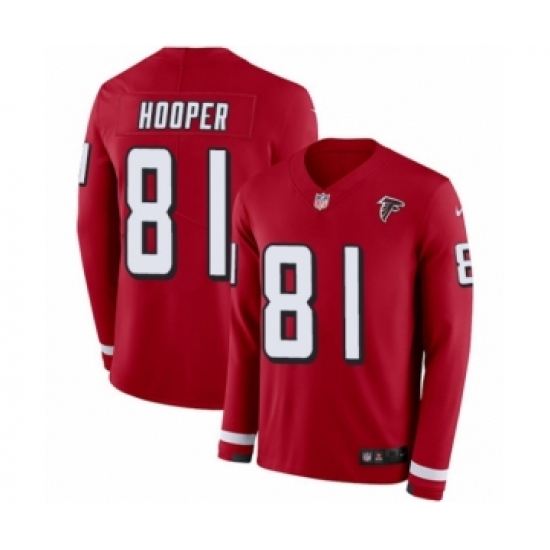 Men's Nike Atlanta Falcons #81 Austin Hooper Limited Red Therma Long Sleeve NFL Jersey - Ujersey