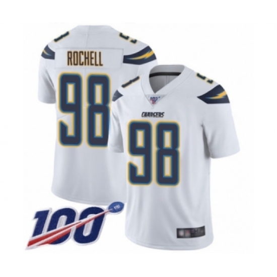 Men's Los Angeles Chargers #98 Isaac Rochell White Vapor Untouchable Limited Player 100th Season Football Jersey - Ujersey