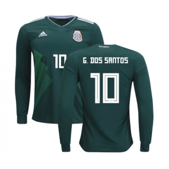 Mexico #10 G.Dos Santos Home Long Sleeves Kid Soccer Country Jersey