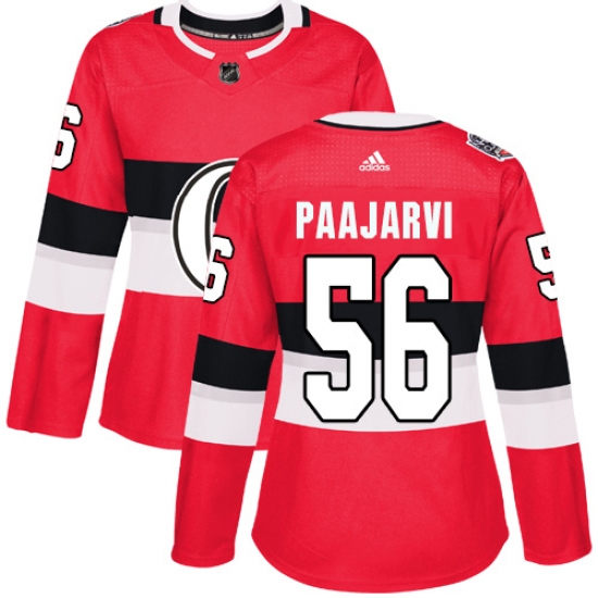 Women's Adidas Ottawa Senators #56 Magnus Paajarvi Authentic Red 2017 100 Classic NHL Jersey - Ujersey