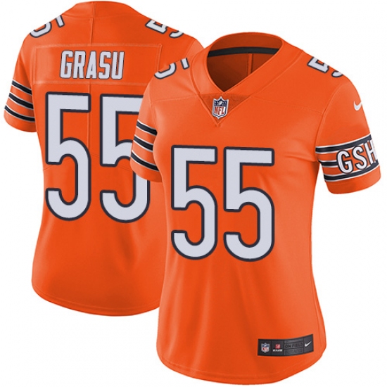 Women's Nike Chicago Bears #55 Hroniss Grasu Limited Orange Rush Vapor Untouchable NFL Jersey - Ujersey
