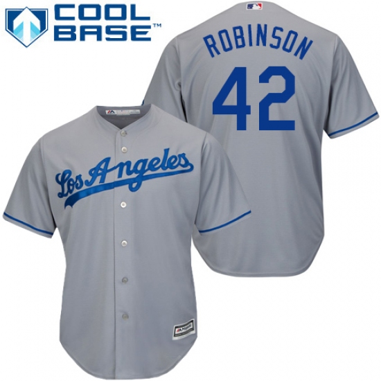 Women's Majestic Los Angeles Dodgers #42 Jackie Robinson Authentic Grey MLB Jersey - Ujersey