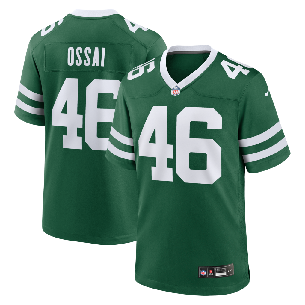 Men's New York Jets Joseph Ossai Nike Legacy Green Team Game Jersey - ujerseystore