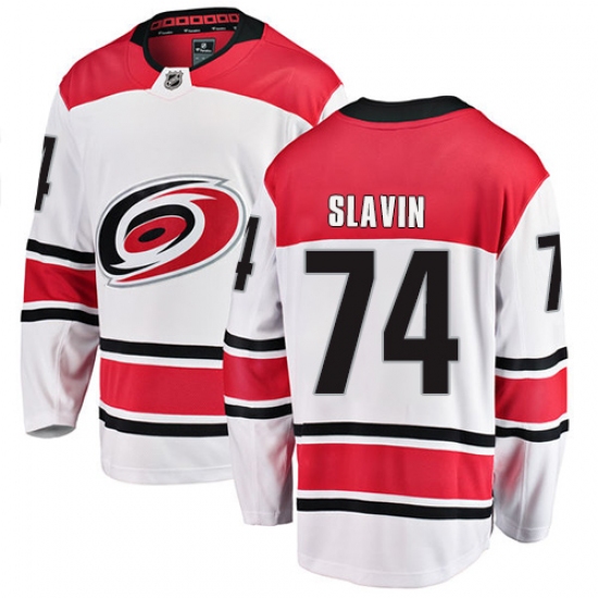Men's Carolina Hurricanes #74 Jaccob Slavin Fanatics Branded White Away Breakaway NHL Jersey - Ujersey