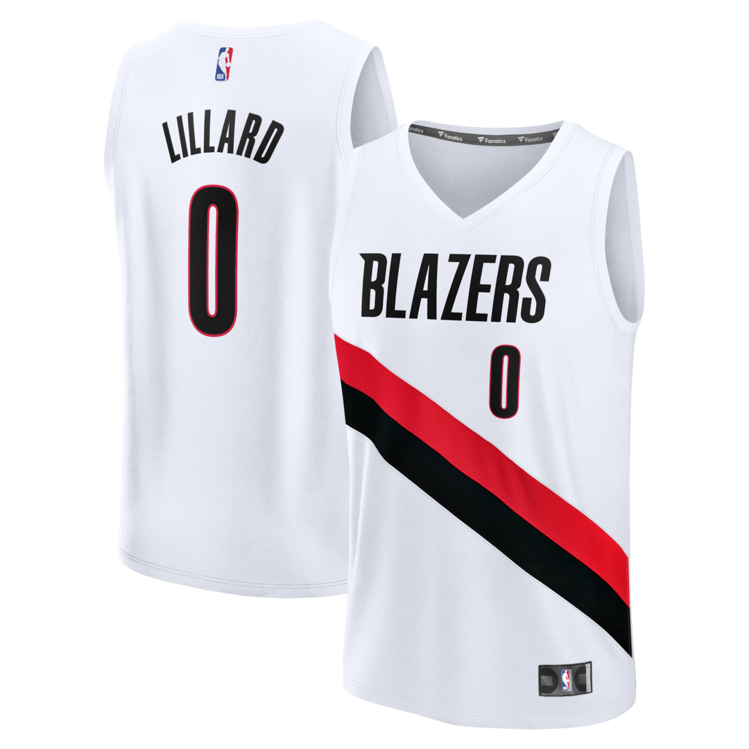 Men's Portland Trail Blazers Damian Lillard Fanatics White Fast Break Replica Player Jersey - Association Edition - U-jersey
