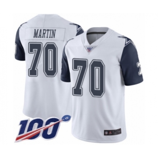 Men's Dallas Cowboys #70 Zack Martin Limited White Rush Vapor Untouchable 100th Season Football Jersey - Ujersey
