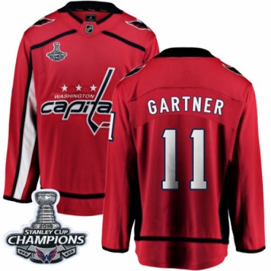 Men's Washington Capitals #11 Mike Gartner Fanatics Branded Red Home Breakaway 2018 Stanley Cup Final Champions NHL Jersey - Ujersey