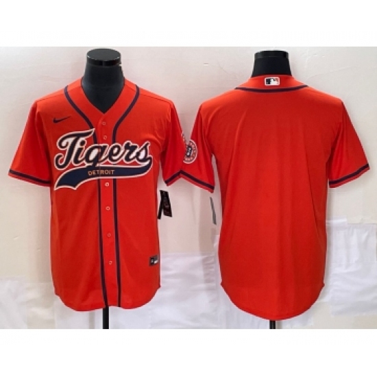 Men's Detroit Tigers Blank Orange Cool Base Stitched Baseball Jersey - Ujersey