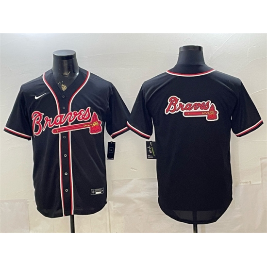 Men's Atlanta Braves Team Big Logo 2026 Fashion Replica Black Out Stitched Baseball Jersey - Ujersey