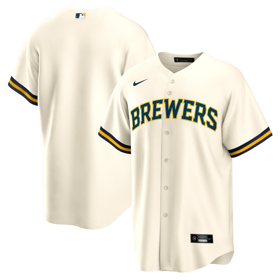 Men's Milwaukee Brewers Nike Cream Home Blank Replica Jersey - Ujersey NHL