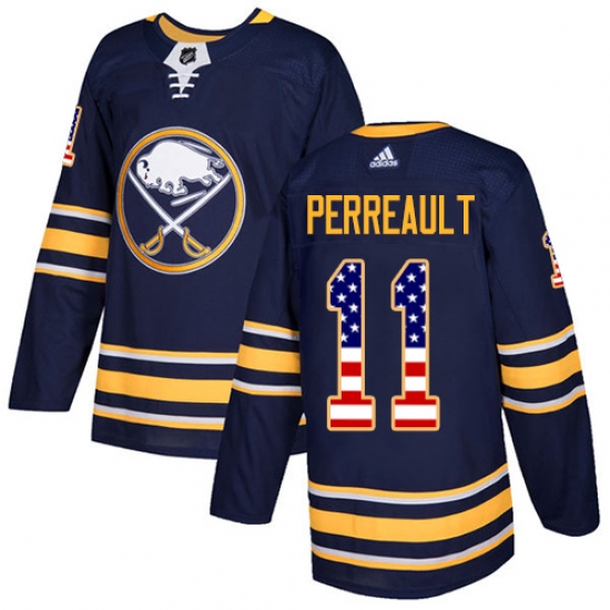 Youth Adidas Buffalo Sabres #11 Gilbert Perreault Authentic Navy Blue USA Flag Fashion NHL Jersey - Ujersey