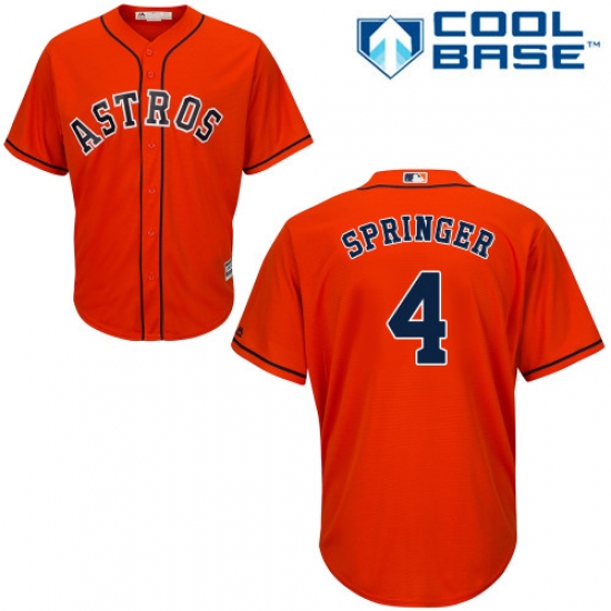 Men's Majestic Houston Astros #4 George Springer Replica Orange Alternate Cool Base MLB Jersey - Ujersey