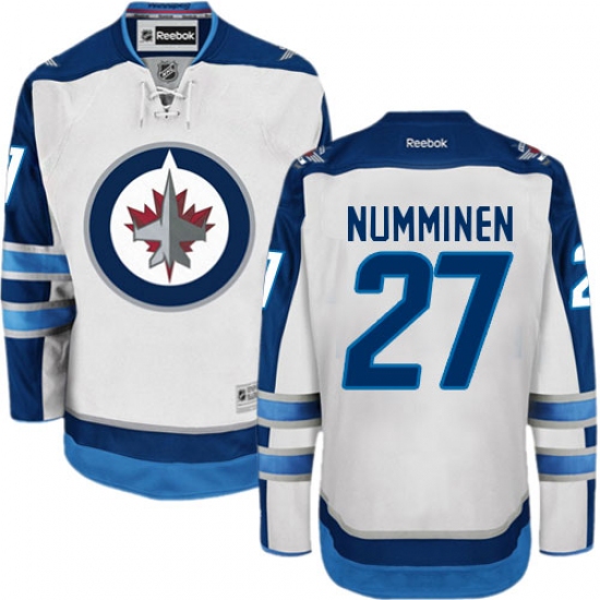 Youth Reebok Winnipeg Jets #27 Teppo Numminen Authentic White Away NHL Jersey - Ujersey
