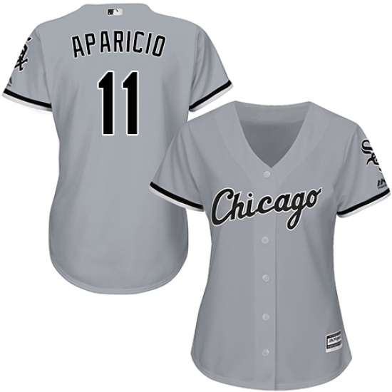 Women's Majestic Chicago White Sox #11 Luis Aparicio Authentic Grey Road Cool Base MLB Jersey - Ujersey
