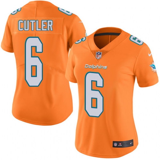 Women's Nike Miami Dolphins #6 Jay Cutler Limited Orange Rush Vapor Untouchable NFL Jersey - Ujersey