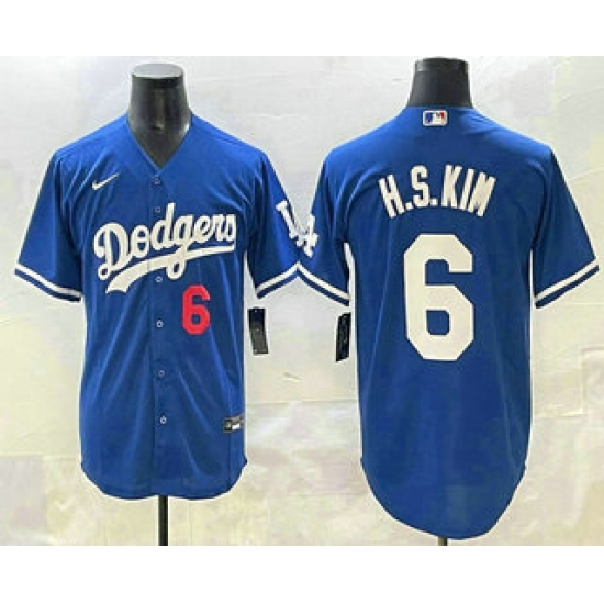 Men's Los Angeles Dodgers #6 Hyeseong Kim Blue Cool Base Jersey - Ujersey