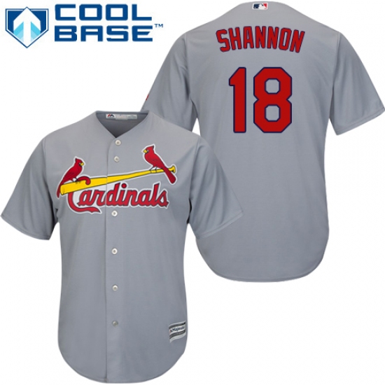 Youth Majestic St. Louis Cardinals #18 Mike Shannon Authentic Grey Road Cool Base MLB Jersey - Ujersey