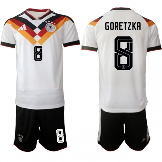 Men's Germany #8 Leon Goretzka White 2025-26 Home Soccer Jersey Suit