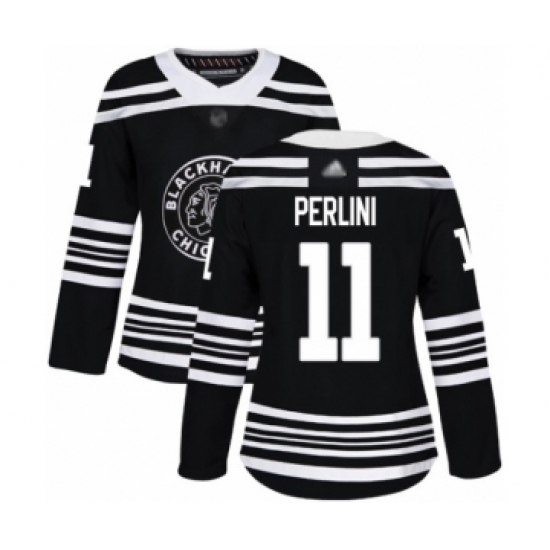 Women's Chicago Blackhawks #11 Brendan Perlini Authentic Black Alternate Hockey Jersey - Ujersey