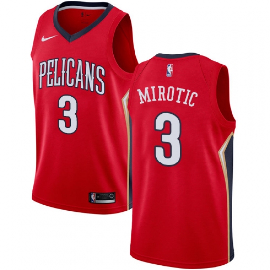 Men's Nike New Orleans Pelicans #3 Nikola Mirotic Swingman Red NBA Jersey Statement Edition - Ujersey