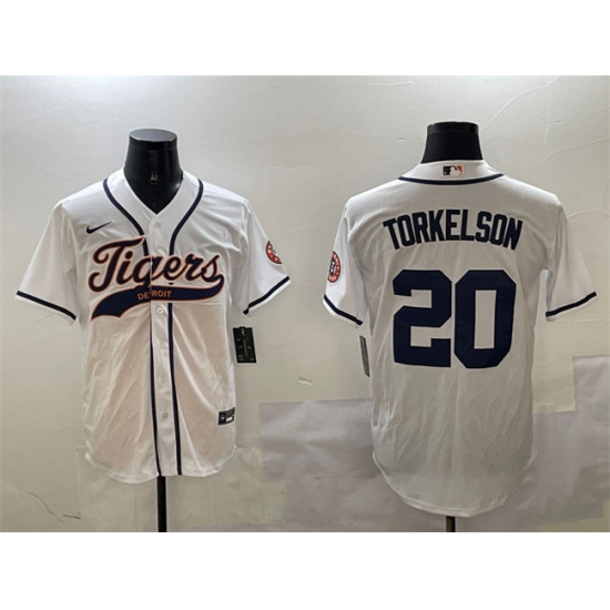 Men's Detroit Tigers #20 Spencer Torkelson White With Cool Base Stitched Baseball Jersey - Ujersey