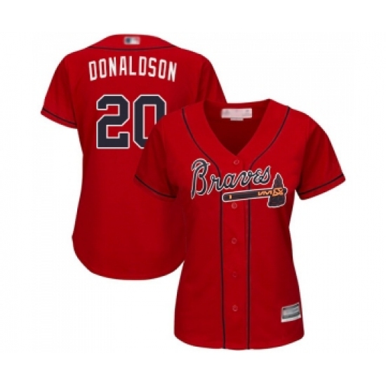 Women's Atlanta Braves #20 Josh Donaldson Replica Red Alternate Cool Base Baseball Jersey