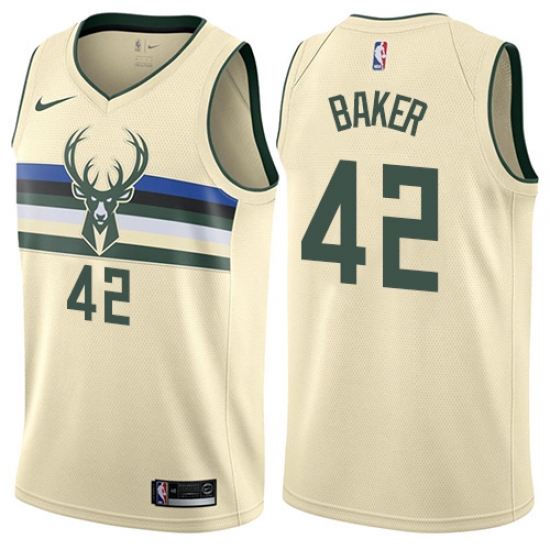 Youth Nike Milwaukee Bucks #42 Vin Baker Swingman Cream NBA Jersey - City Edition - Ujersey