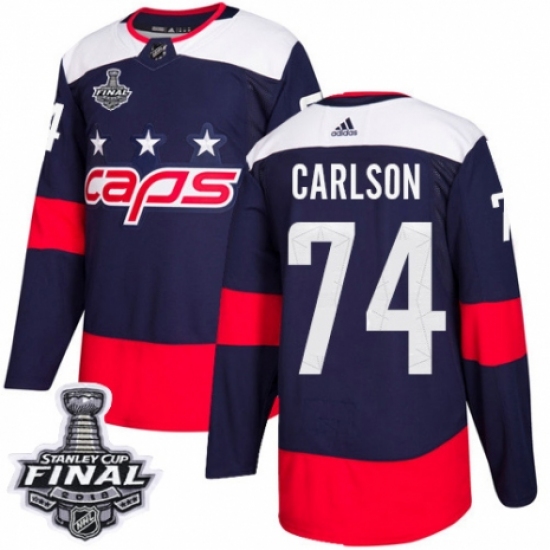Men's Adidas Washington Capitals #74 John Carlson Authentic Navy Blue 2018 Stadium Series 2018 Stanley Cup Final NHL Jersey - Ujersey