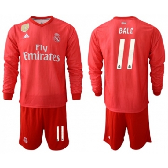 Real Madrid #11 Bale Third Long Sleeves Soccer Club Jersey