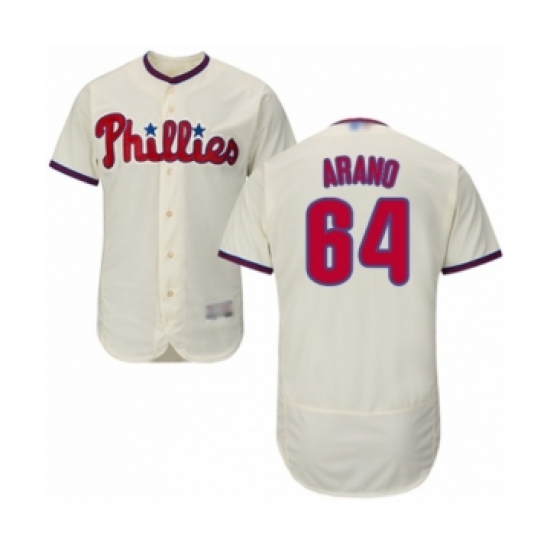 Men's Philadelphia Phillies #64 Victor Arano Cream Alternate Flex Base Authentic Collection Baseball Player Jersey - Ujersey