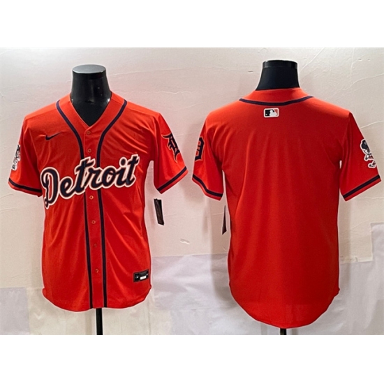 Men's Detroit Tigers Blank Orange With Vapor Premier Limited Stitched Baseball Jersey - Ujersey