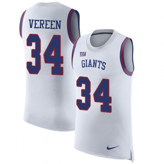 Men's Nike New York Giants #34 Shane Vereen Limited White Rush Player Name & Number Tank Top NFL Jersey - Ujersey