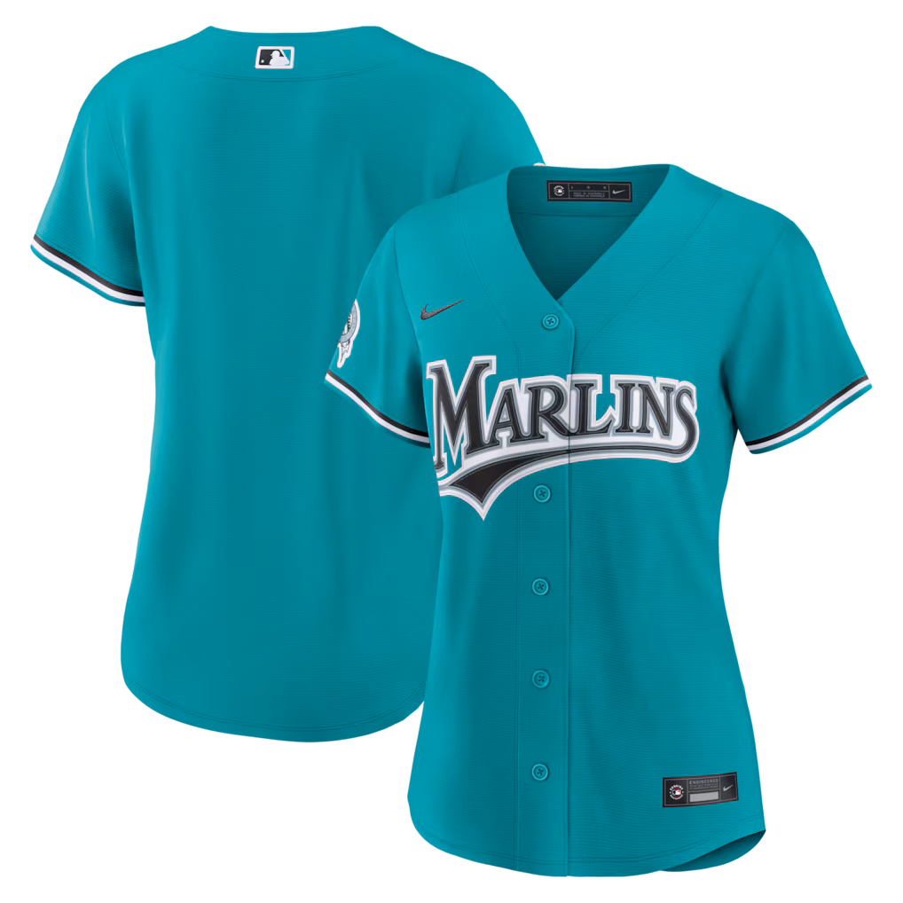 Women's Miami Marlins Nike Teal Alternate Stadium Jersey - Vujersey Los Angeles Rams