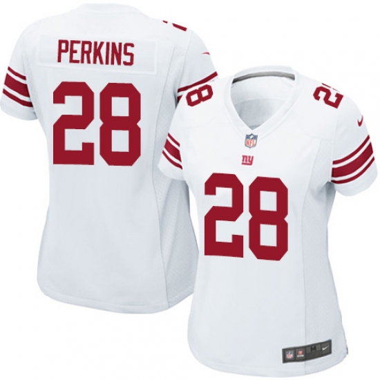 Women's Nike New York Giants #28 Paul Perkins Game White NFL Jersey - Ujersey