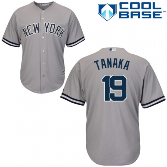 Youth Majestic New York Yankees #19 Masahiro Tanaka Replica Grey Road MLB Jersey - Ujersey