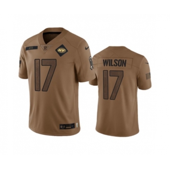 Men's Nike New York Jets #17 Garrett Wilson 2023 Brown Salute To Service Limited Football Stitched Jersey - Ujersey