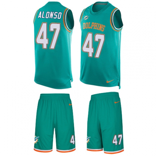 Men's Nike Miami Dolphins #47 Kiko Alonso Limited Aqua Green Tank Top Suit NFL Jersey - Ujersey