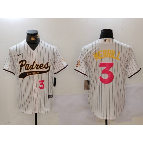 Men's San Diego Padres #3 Jackson Merrill white Cool Base Stitched Baseball Jerseys - Ujersey