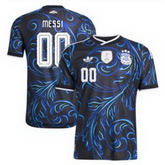 Men 00 Custom Argentina National Team adidas 2026 Away Replica Jersey Black 1 - Ujersey