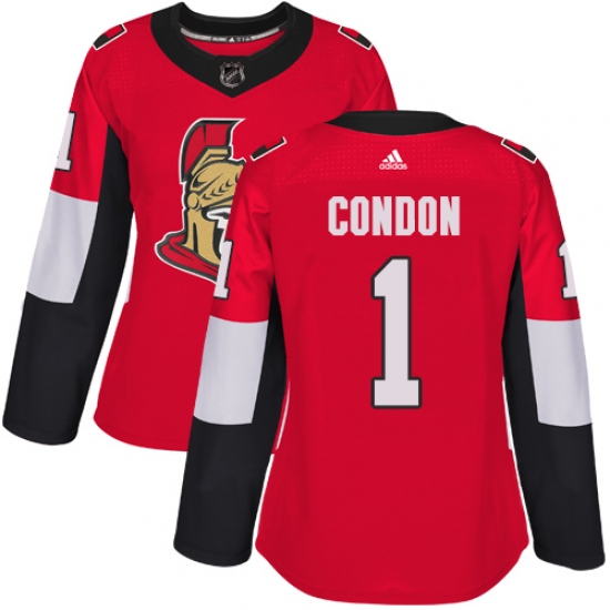 Women's Adidas Ottawa Senators #1 Mike Condon Premier Red Home NHL Jersey - Ujersey