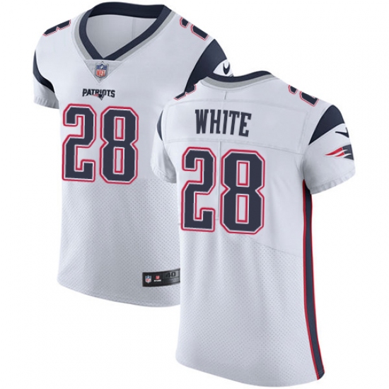 Men's Nike New England Patriots #28 James White White Vapor Untouchable Elite Player NFL Jersey - Ujersey