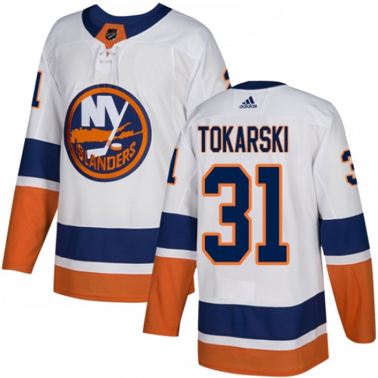 Youth Adidas New York Islanders #31 Dustin Tokarski Authentic White Away NHL Jersey - Ujersey