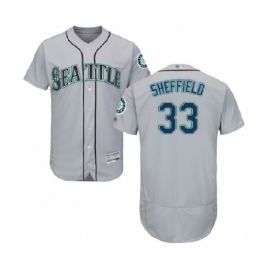 Men's Seattle Mariners #33 Justus Sheffield Grey Road Flex Base Authentic Collection Baseball Player Jersey - Ujersey