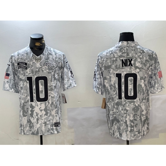 Men's Denver Broncos #10 Bo Nix Arctic Camo 2024 FUSE Salute to Service Limited Stitched Jersey - Ujersey