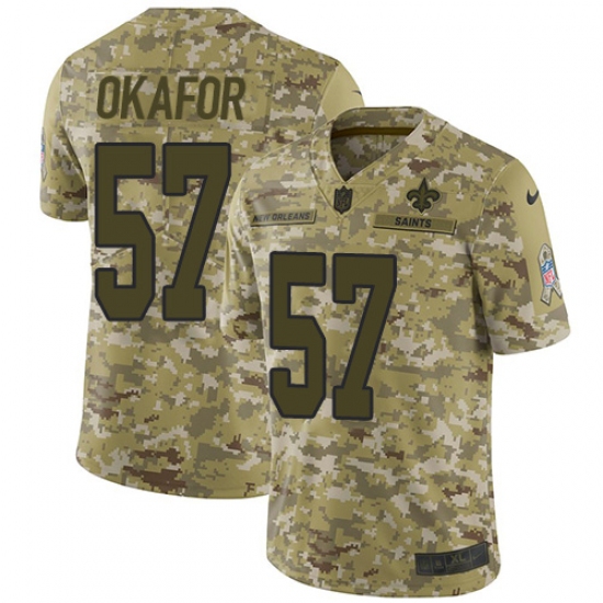 Youth Nike New Orleans Saints #57 Alex Okafor Limited Camo 2018 Salute to Service NFL Jersey - Ujersey