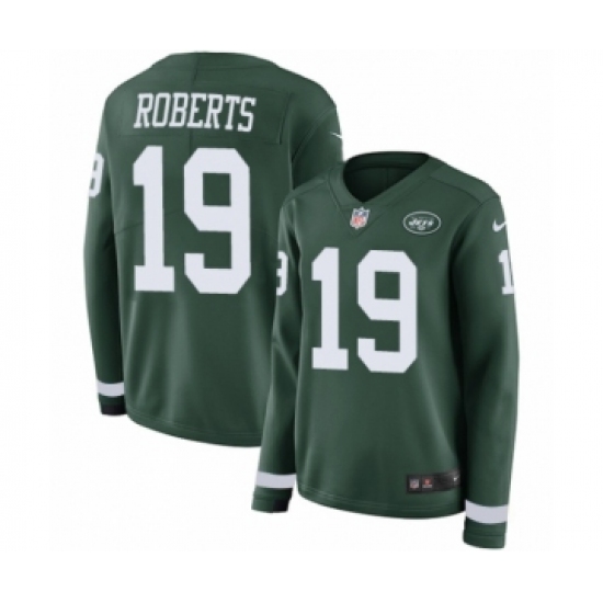 Women's Nike New York Jets #19 Andre Roberts Limited Green Therma Long Sleeve NFL Jersey - Ujersey