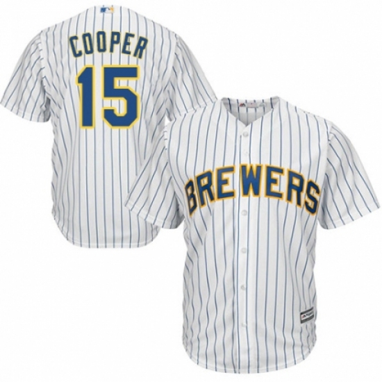 Youth Majestic Milwaukee Brewers #15 Cecil Cooper Replica White Home Cool Base MLB Jersey - Ujersey