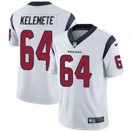 Men's Nike Houston Texans #64 Senio Kelemete White Vapor Untouchable Limited Player NFL Jersey - Ujersey
