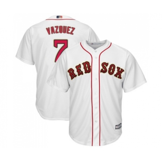 Youth Boston Red Sox #7 Christian Vazquez Authentic White 2019 Gold Program Cool Base Baseball Jersey - Ujersey